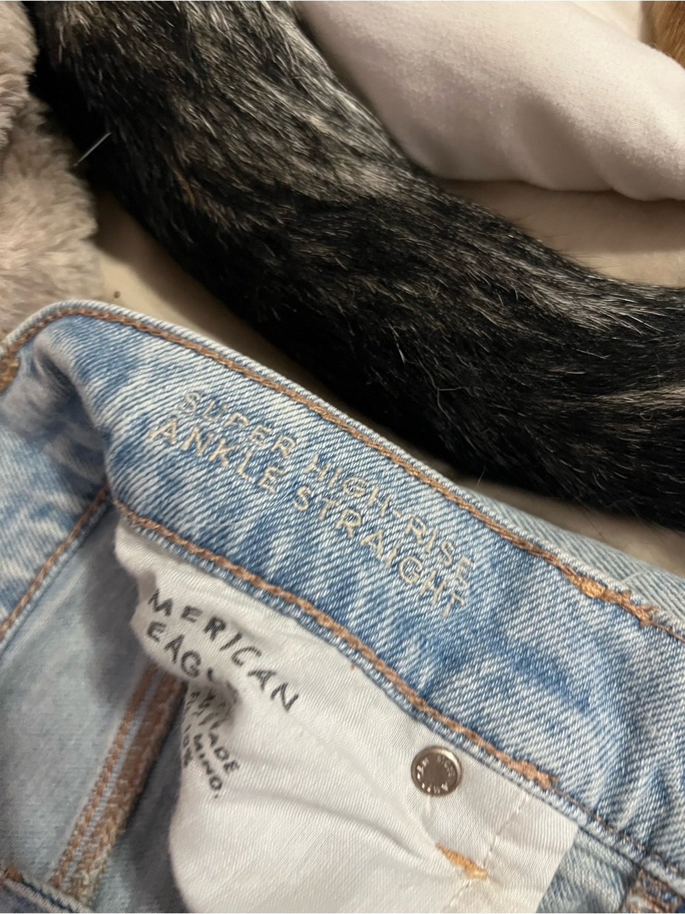 American Eagle Outfitters Light Blue Super High Rise Ankle Straight Jeans